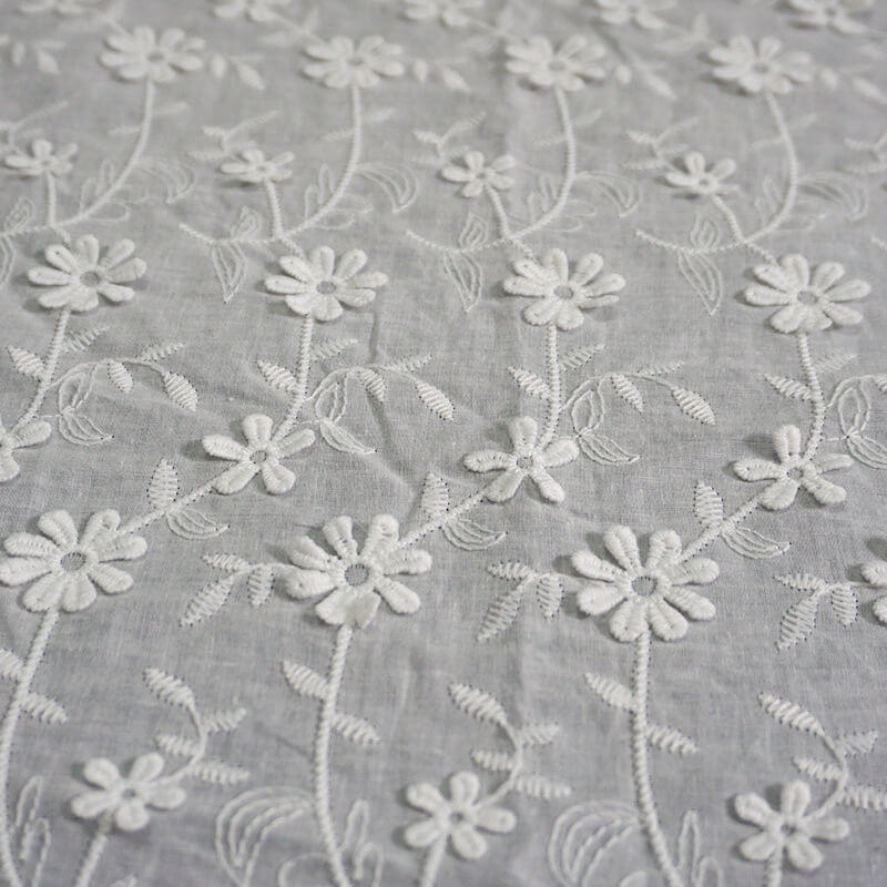 Embroidered Fabric Floral White for Women's Wear Wholesale Supplier 5